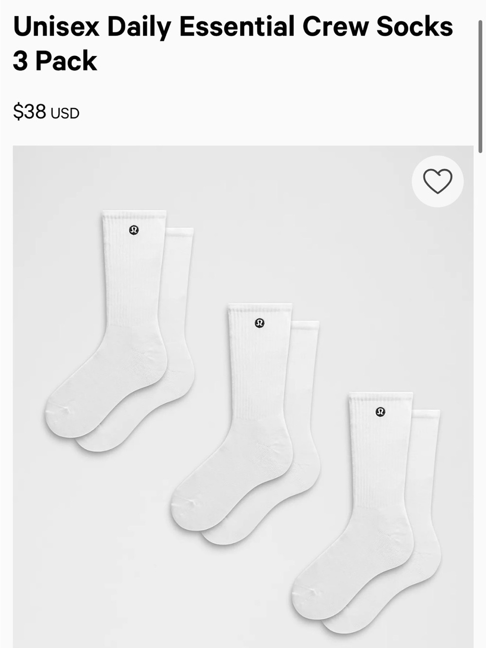 Unisex Daily Essential Crew Socks
3 Pack White or Black 7-9